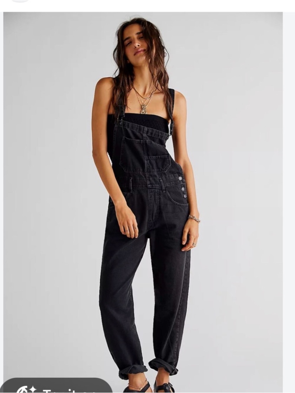 We The Free Ziggy Women's Denim Overalls - Casual Relaxed Fit Large